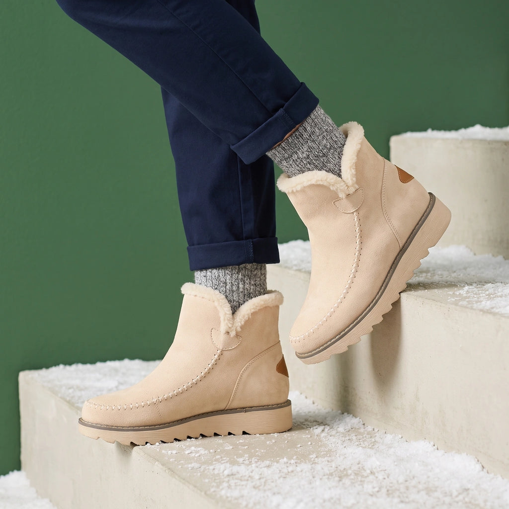 Alexa Insulated Slip On Winter Booties - Beige