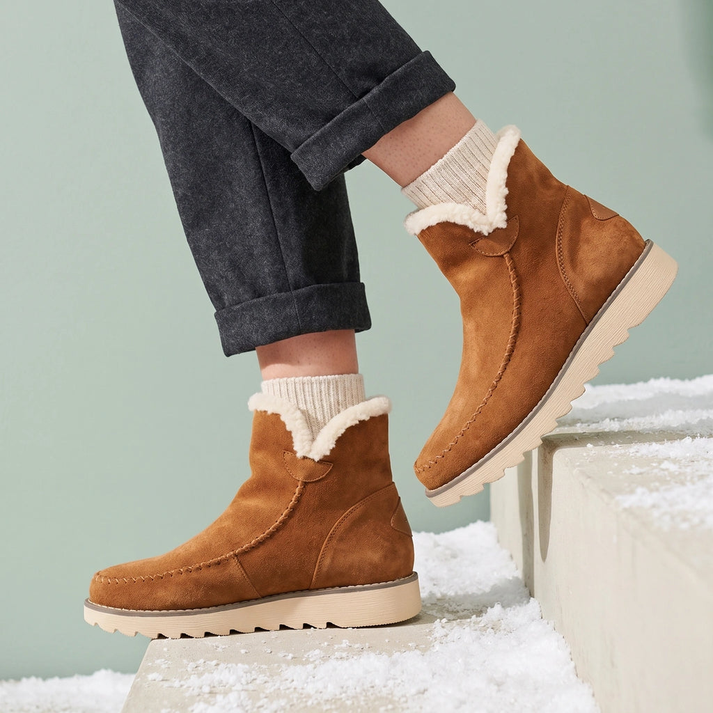Alexa Insulated Slip On Winter Booties - Brown