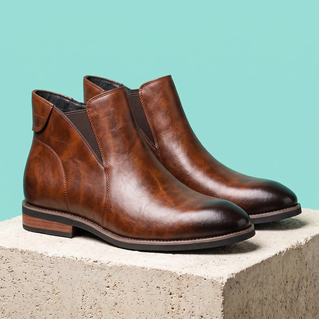 Archie Genuine Leather Chelsea Boots - Brown