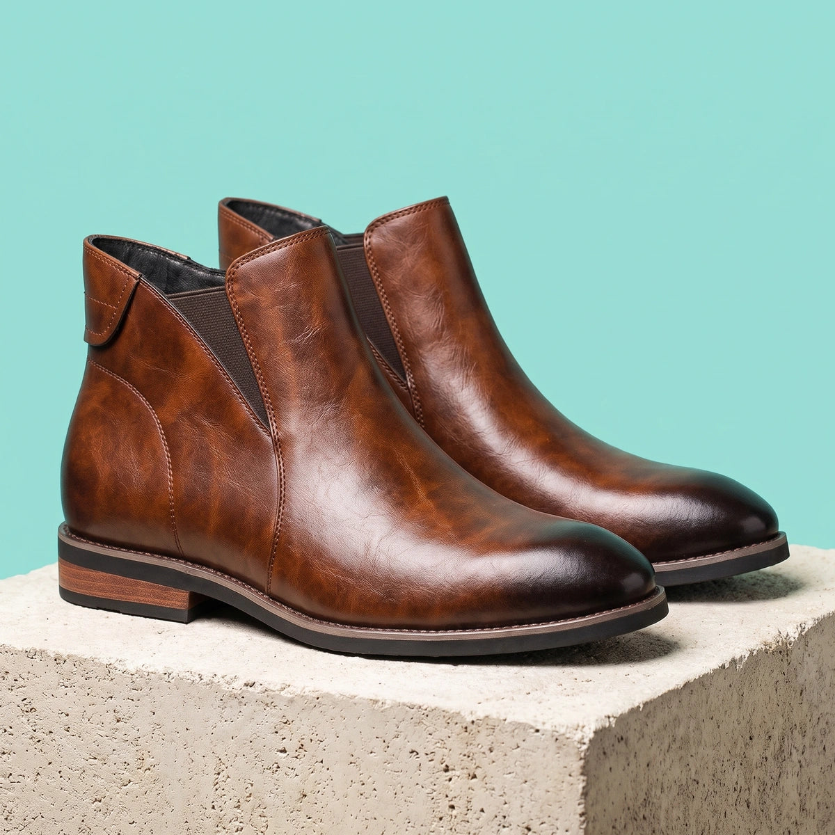 Archie Genuine Leather Chelsea Boots - Brown