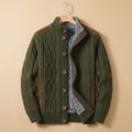 Bradley Cable Knit Fleece Lined Cardigan - Olive