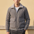 Brendan Fleece Lined Corduroy Zip Jacket - Gray