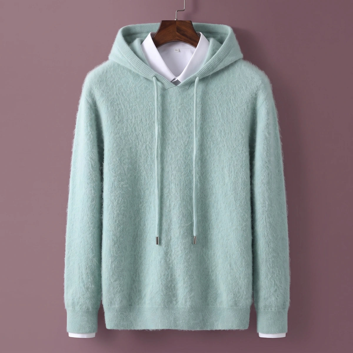 Calvin Cashmere V Neck Knit Hoodie - Green