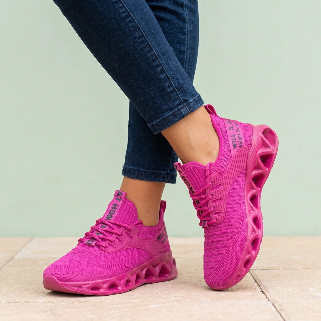 Carrie Cushioned Cotton Lined Lace Up Sneakers - Pink