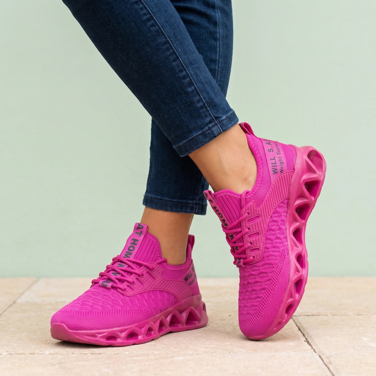 Carrie Cushioned Cotton Lined Lace Up Sneakers - Pink