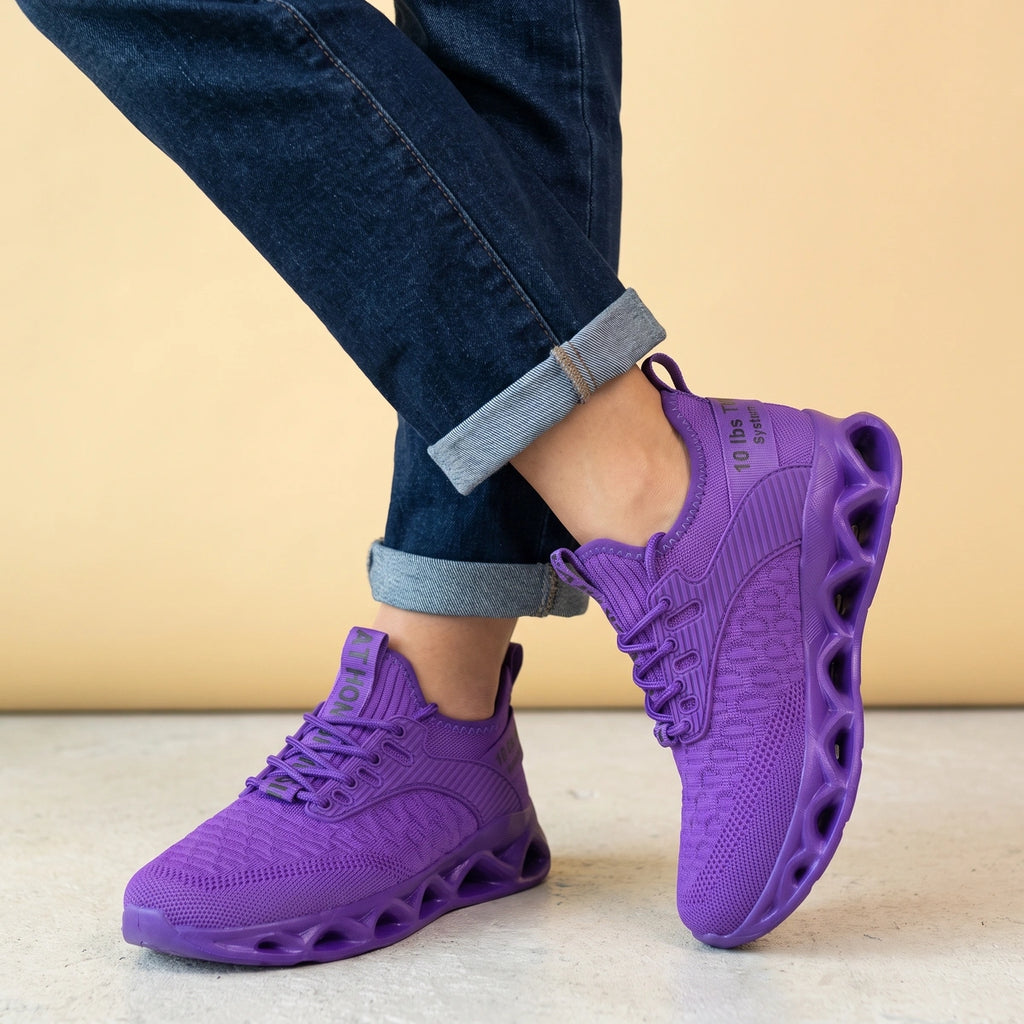 Carrie Cushioned Cotton Lined Lace Up Sneakers - Purple