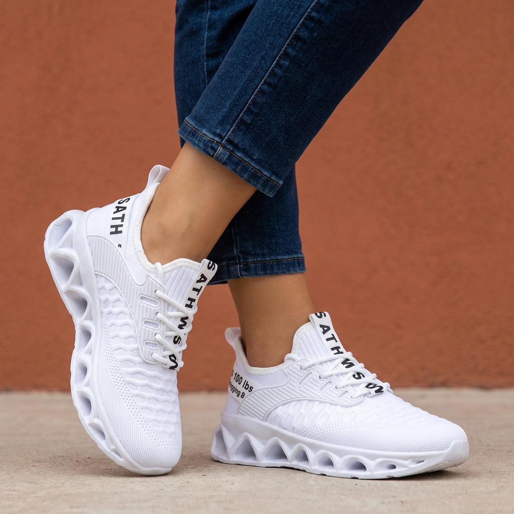 Carrie Cushioned Cotton Lined Lace Up Sneakers - White