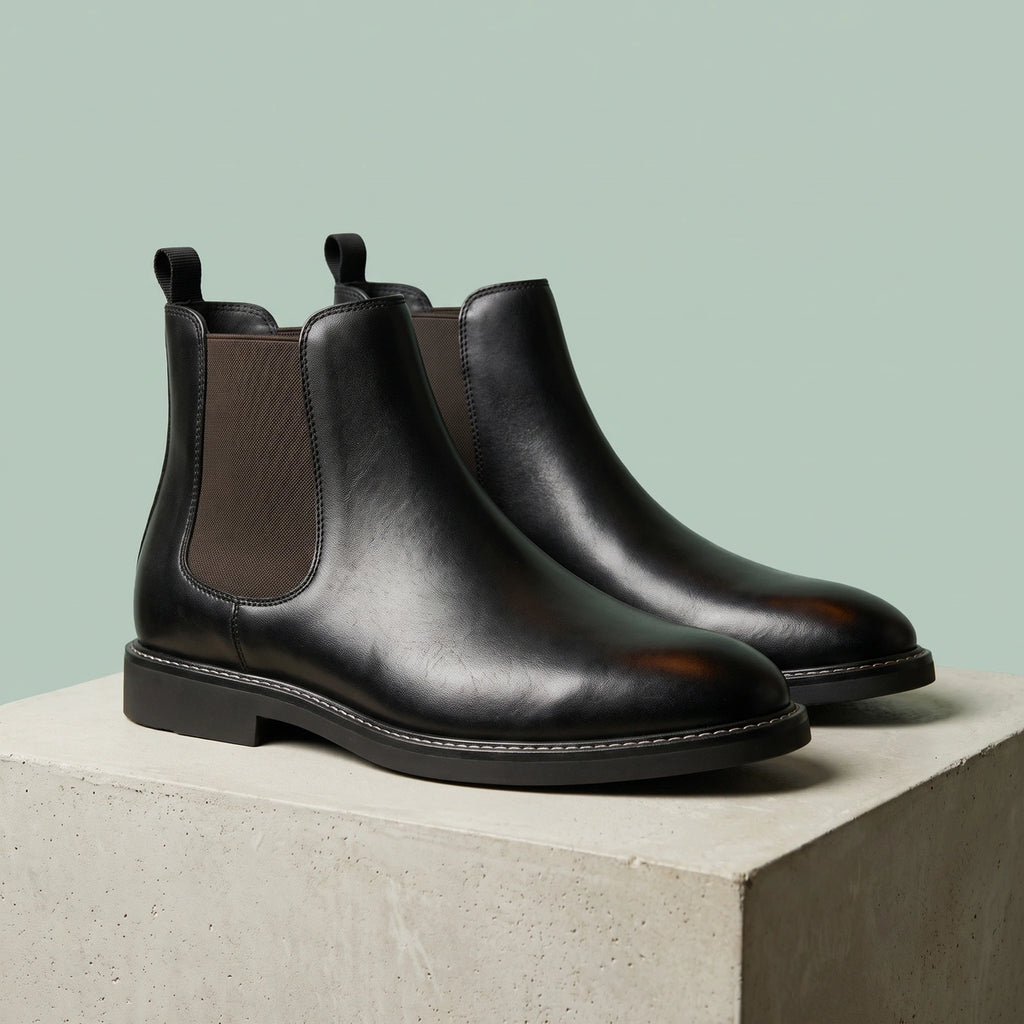 Carter Pull Tab Stitched Welt Chelsea Boots - Black