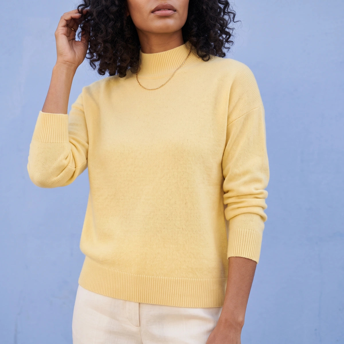 Claire Soft Knit High Collar Turtleneck - Yellow