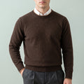 Curtis Cashmere Contrast Tipped Crew Neck Sweater - Coffee