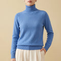 Dana Fitted Cashmere Fold Over Turtleneck - Blue