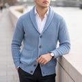 Daniel Shawl Collar Waffle Cardigan - Blue