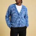 Dora Fuzzy Striped V Neck Cardigan - Blue