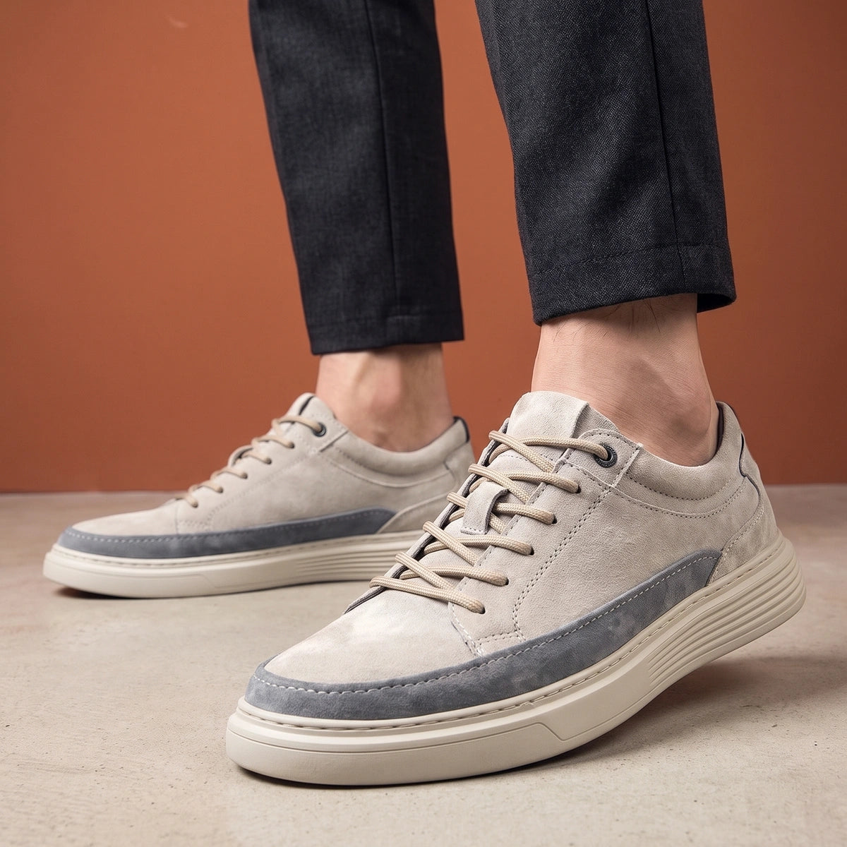 Elliot Suede Height Boost Orthopedic Sneakers - Cream