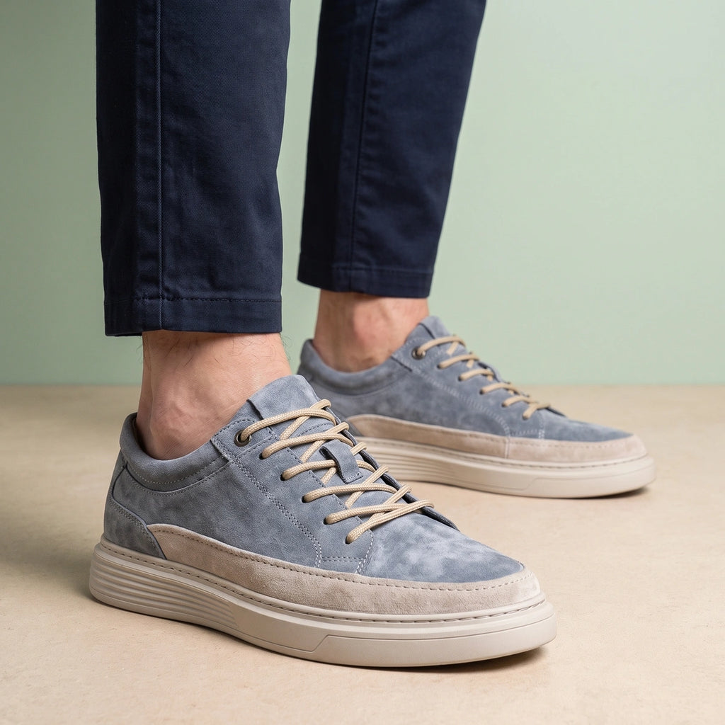 Elliot Suede Height Boost Orthopedic Sneakers - Gray