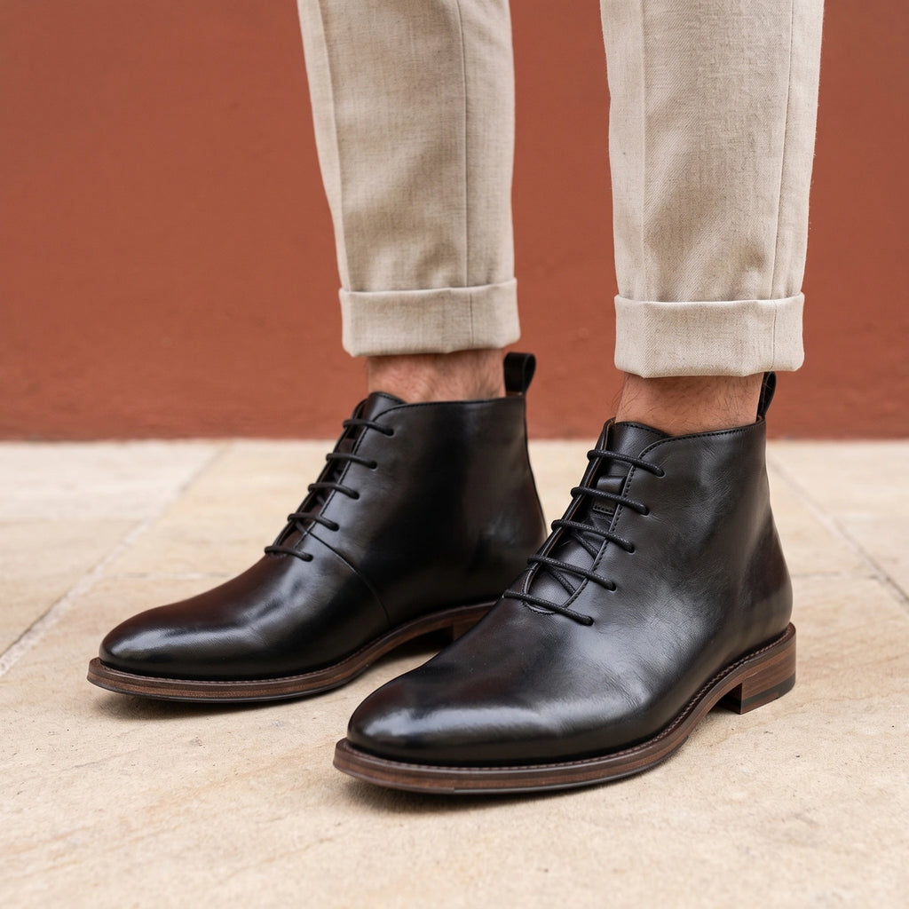 Franklin Goodyear Welt Leather Chukka Boots - Black