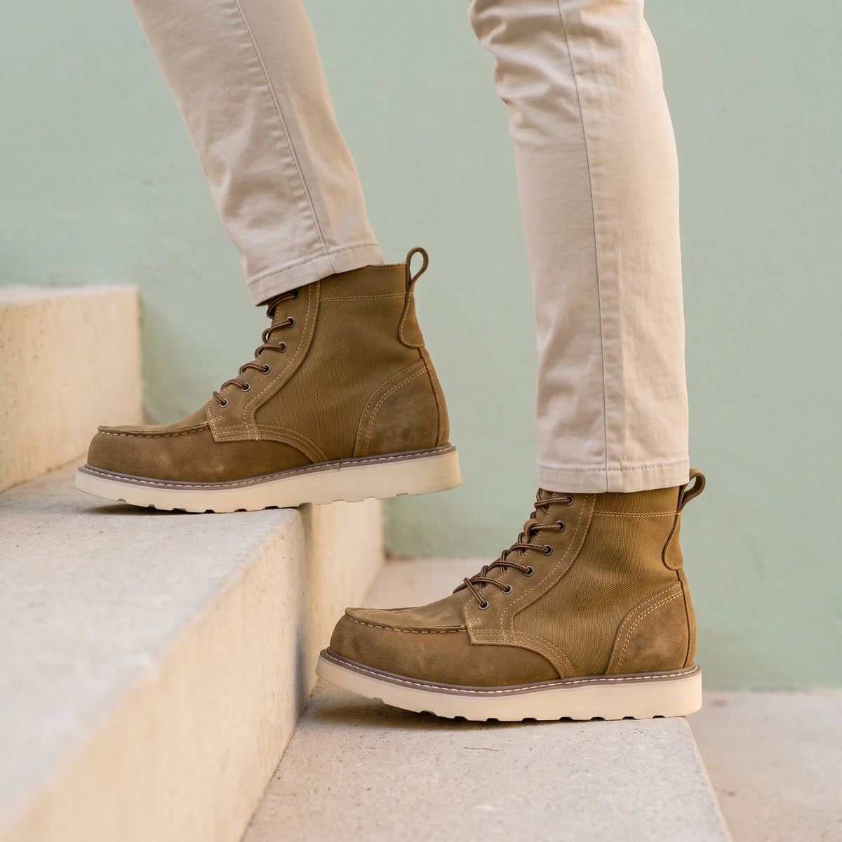 Graham Suede Moc Stitch Lace Up Boots - Brown