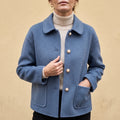 Jenna Cashmere Doll Collar Cropped Coat - Blue