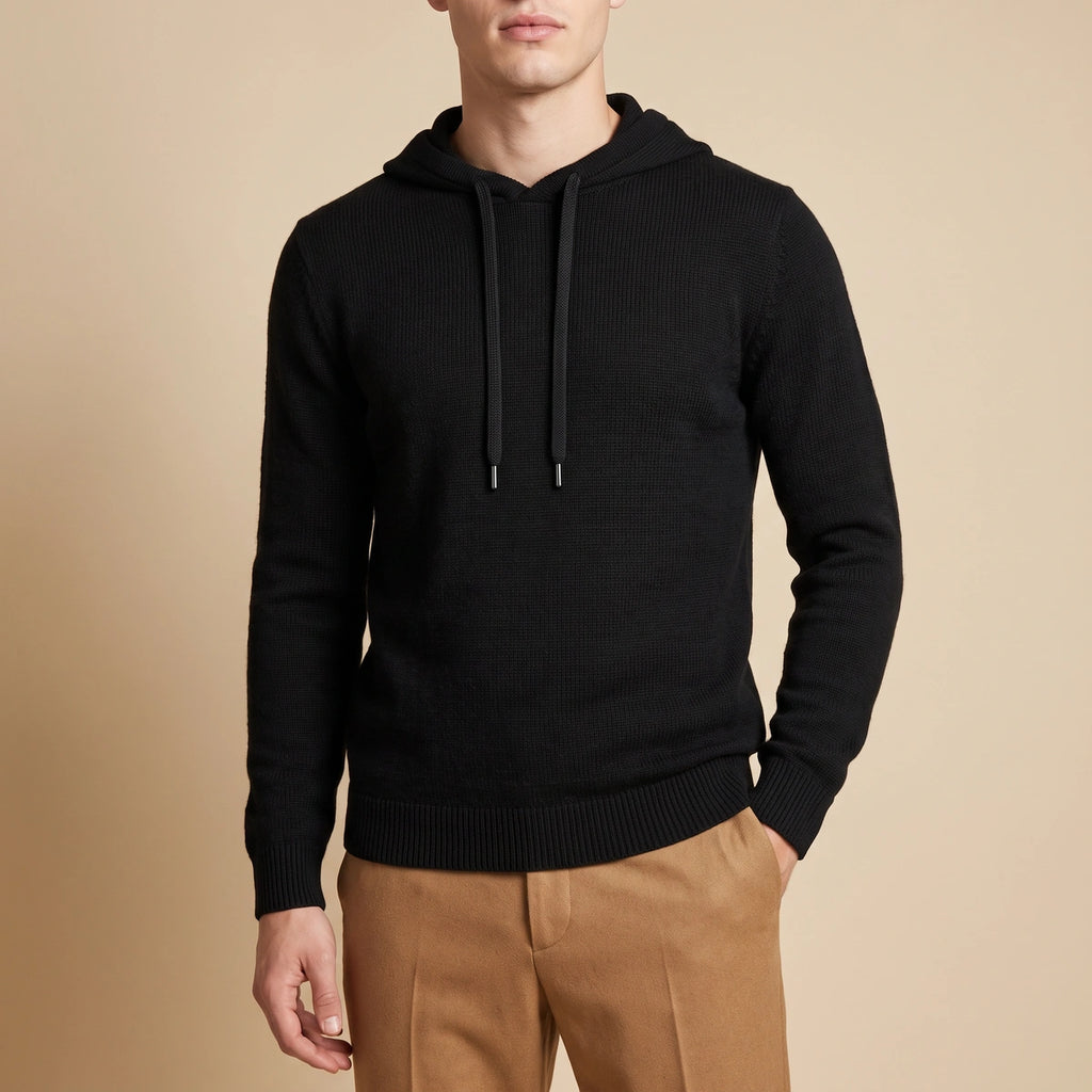 Jesse Merino Wool Knit Hoodie - Black