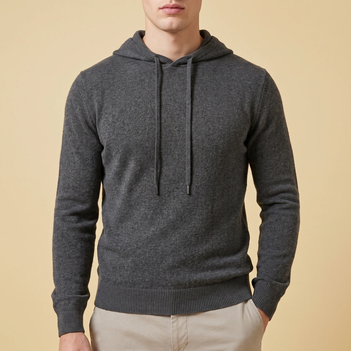 Jesse Merino Wool Knit Hoodie - Gray