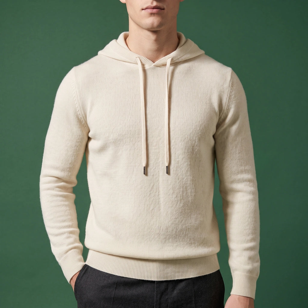 Jesse Merino Wool Knit Hoodie - White