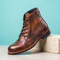 Jonah Burnished Leather Brass Eyelet Boots - Brown