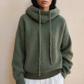 Kate Chunky Wool Blend Drawstring Hoodie - Olive