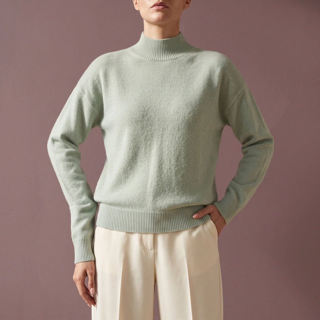 Katie Supple Knit Ribbed Mock Neck Sweater - Sage