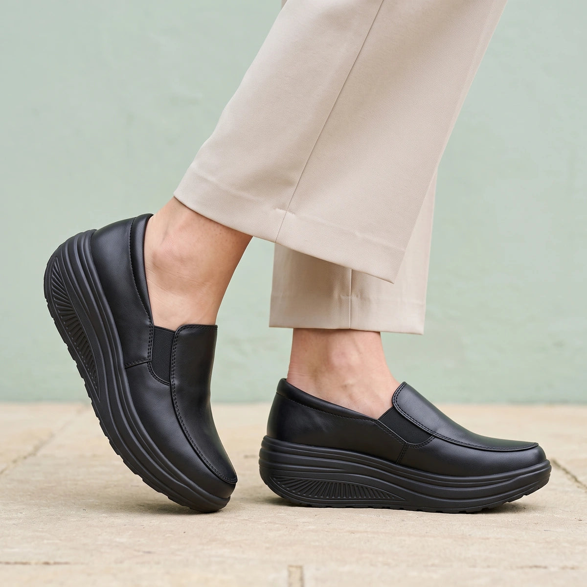 Kendra Elastic Gore Platform Slip On Sneakers - Black