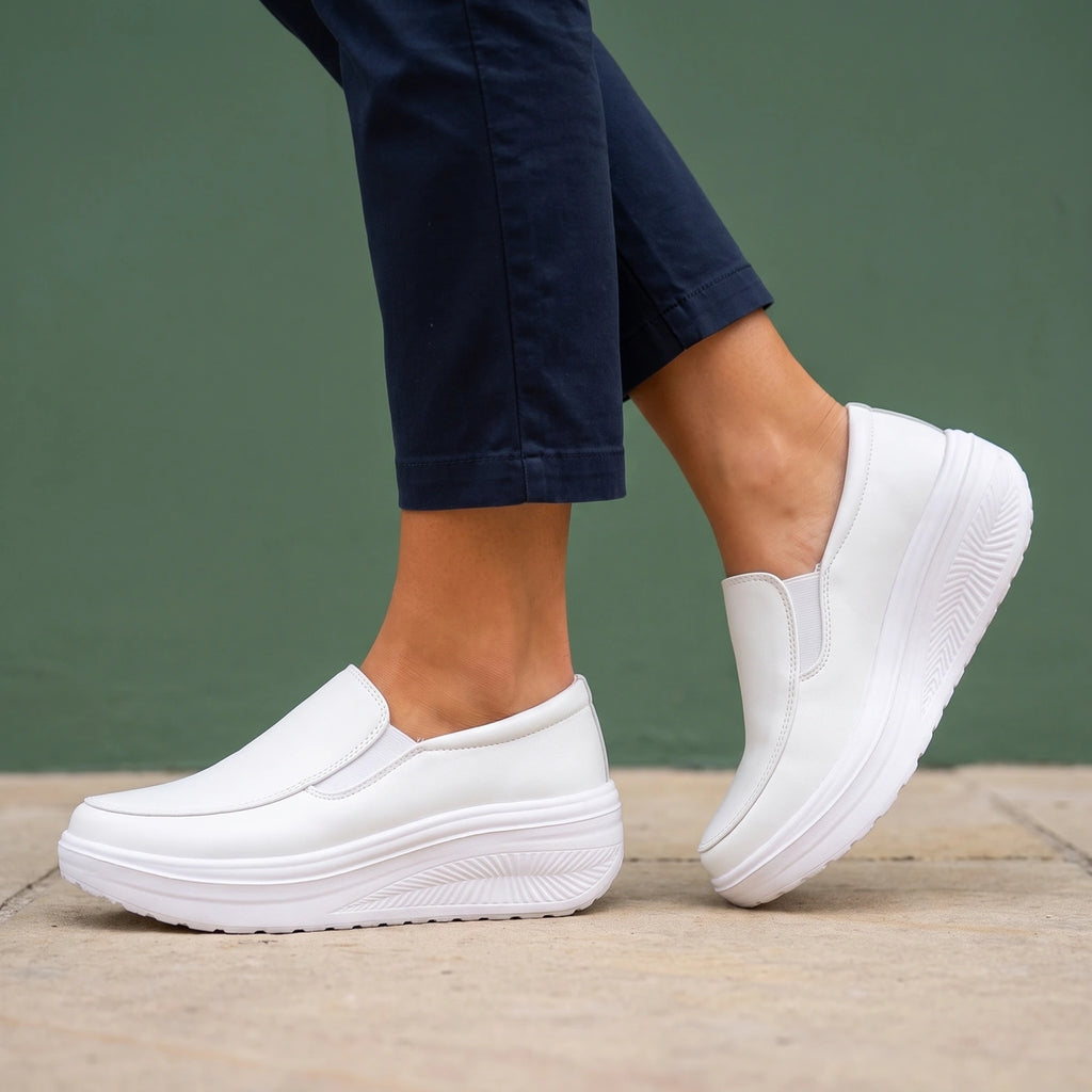 Kendra Elastic Gore Platform Slip On Sneakers - White