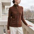 Kiera Pure Cashmere Button Up Cardigan - Brown