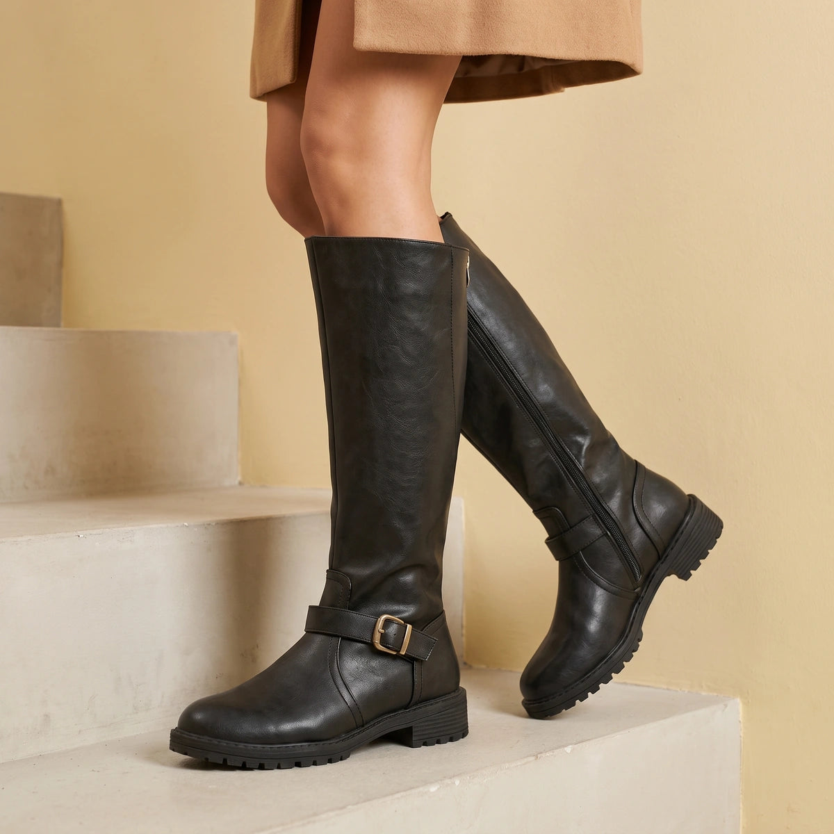 Kira Wide Toe Box Orthopedic Tall Boots - Black