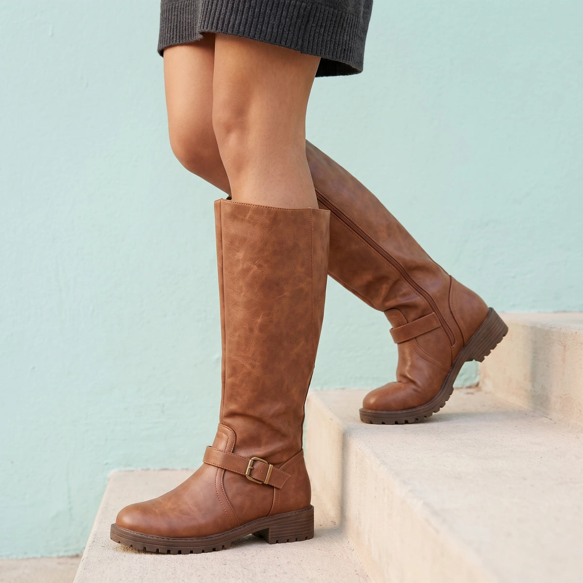 Kira Wide Toe Box Orthopedic Tall Boots - Brown