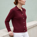 Leila Ribbed Collared Button Knit Sweater - Red