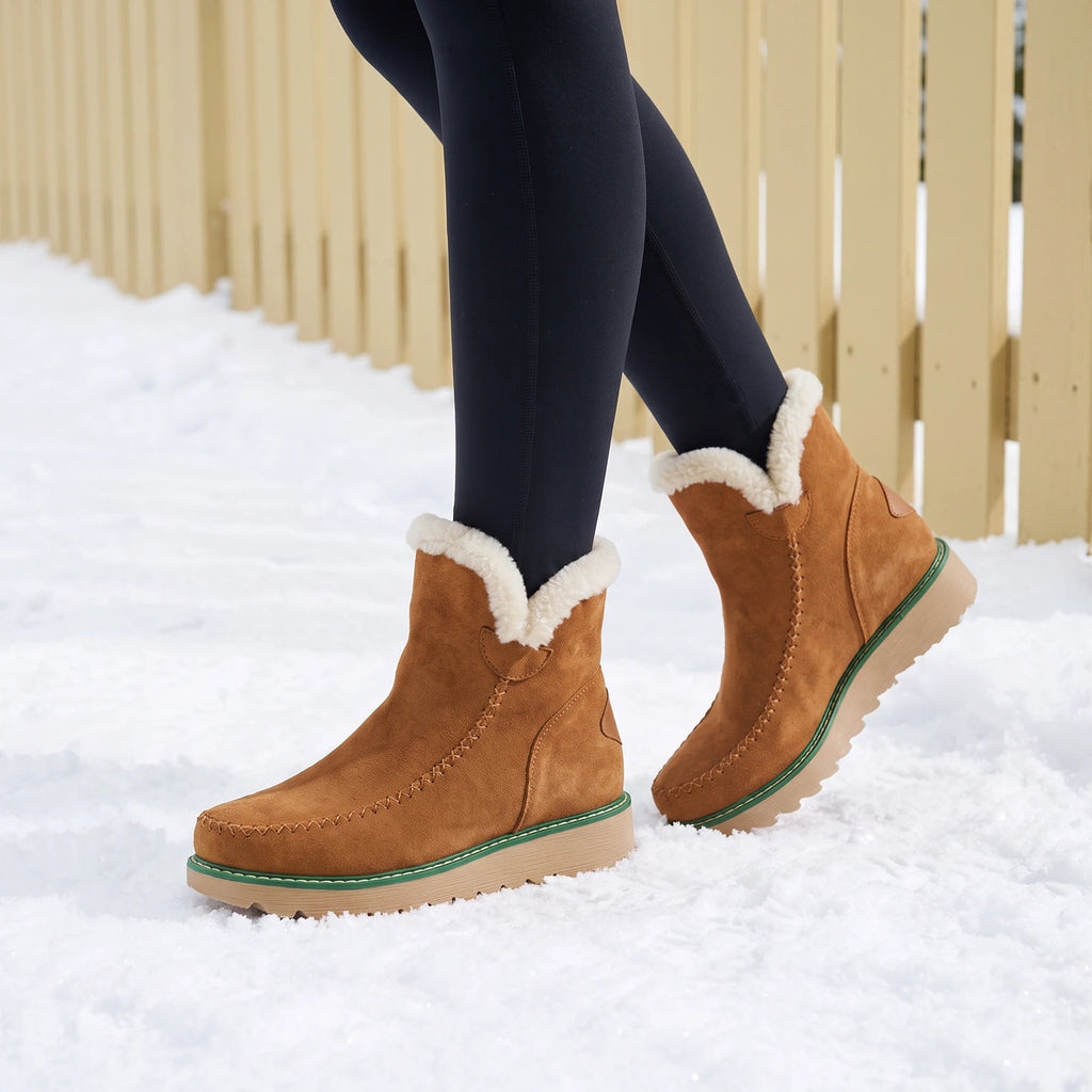 Lilian Fleece Lined Platform Slip On Boots - Brown