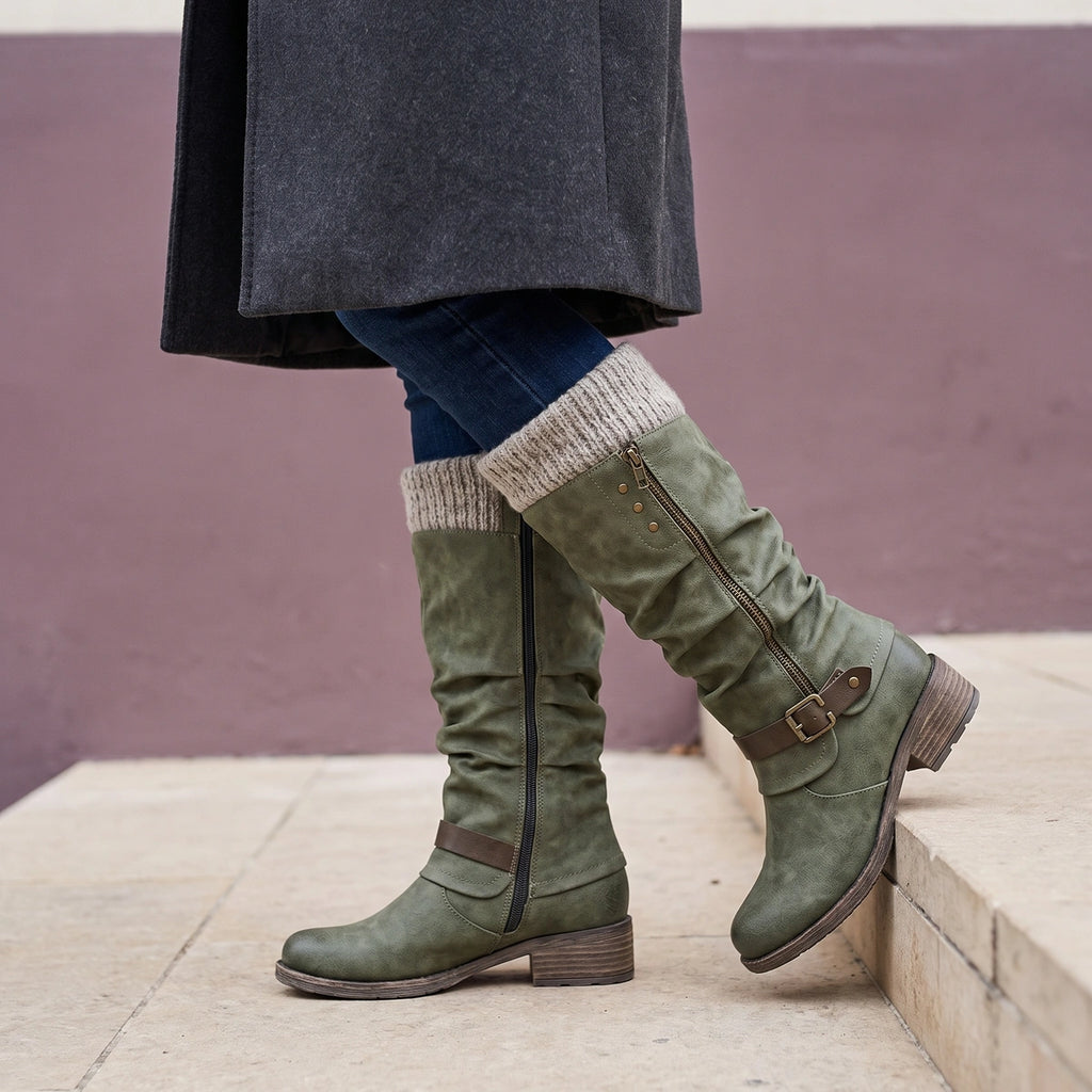 Louise Thermal Orthopedic Slouch Boots - Green