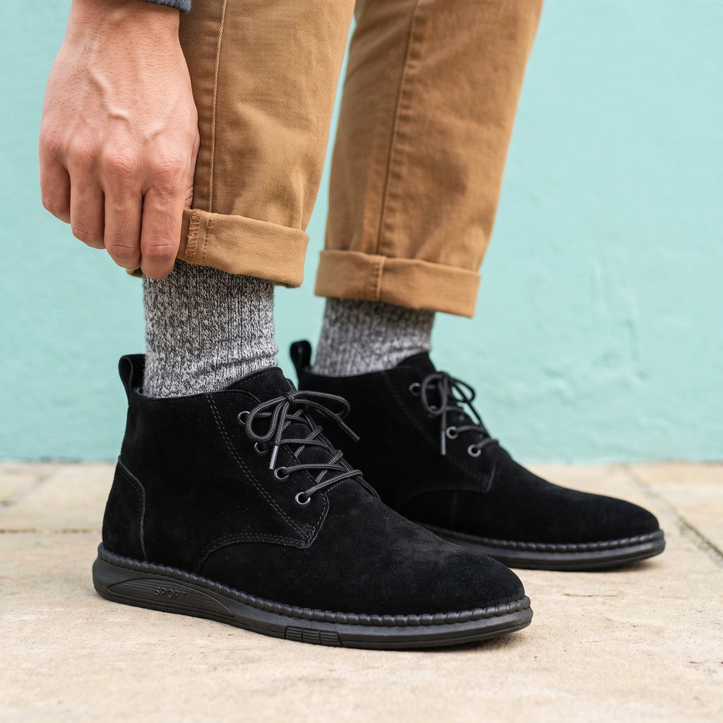 Luke Napped Suede Chukka Boots - Black