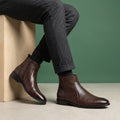 Lyle Pebbled Leather Inside Zip Boots - Brown