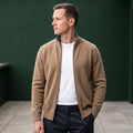 Martin Wool Blend Tipped Zip Cardigan - Camel