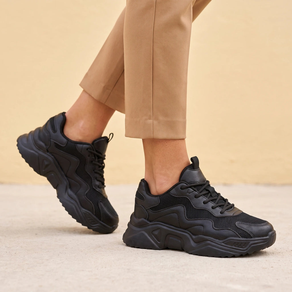 Miriam Arch Support Breathable Mesh Runners - Black