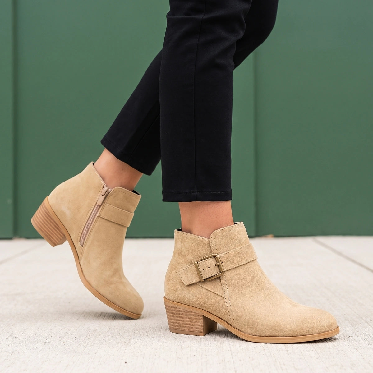 Natalie Orthopedic Leather Ankle Boots - Beige