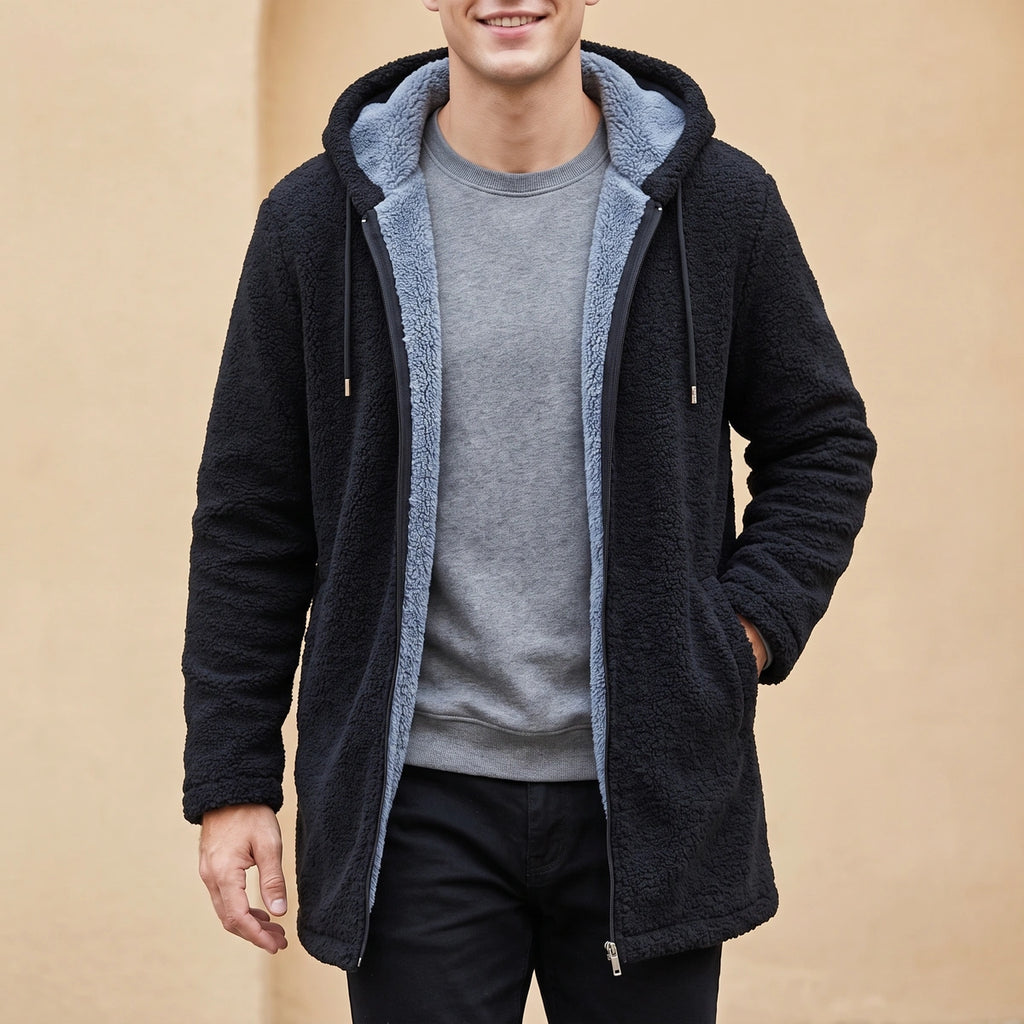 Patrick Fleece Lined Hooded Zip Jacket - Black