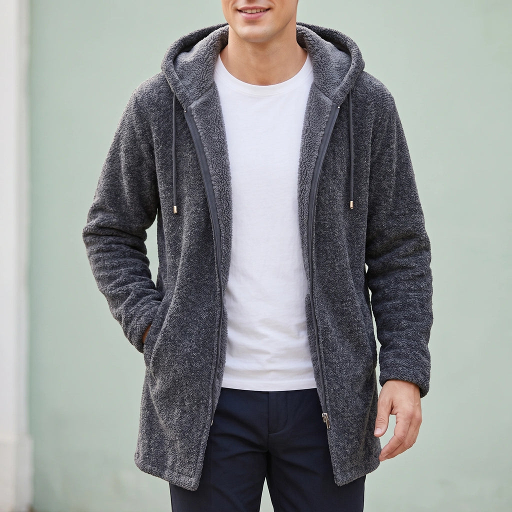Patrick Fleece Lined Hooded Zip Jacket - Dark Gray