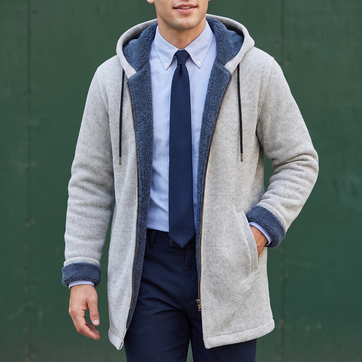 Patrick Fleece Lined Hooded Zip Jacket - Gray