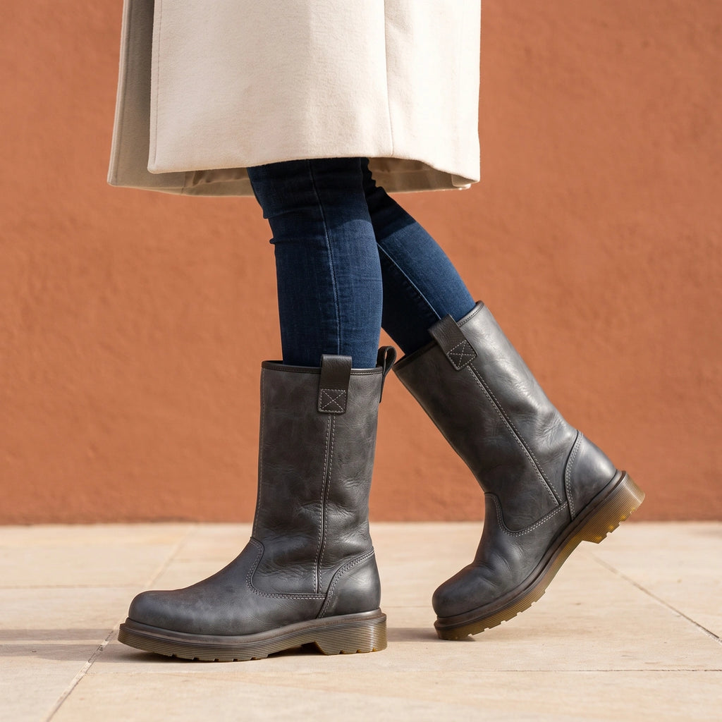 Rosemary Plush Lined Mid Calf Snow Boots - Gray