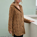 Sally Plush Cable Hooded Cardigan - Camel