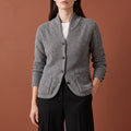 Scarlett Moss Stitch Collared Cardigan - Gray