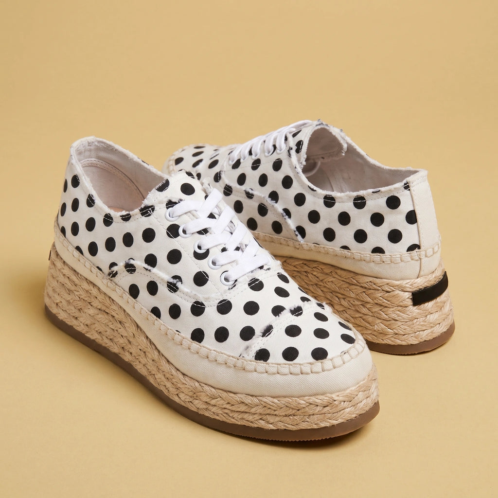 Sheila Chunky Sole Round Toe Slip On Shoes - Polka