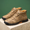 Stanley Leather Rope Lace Lug Boots - Khaki