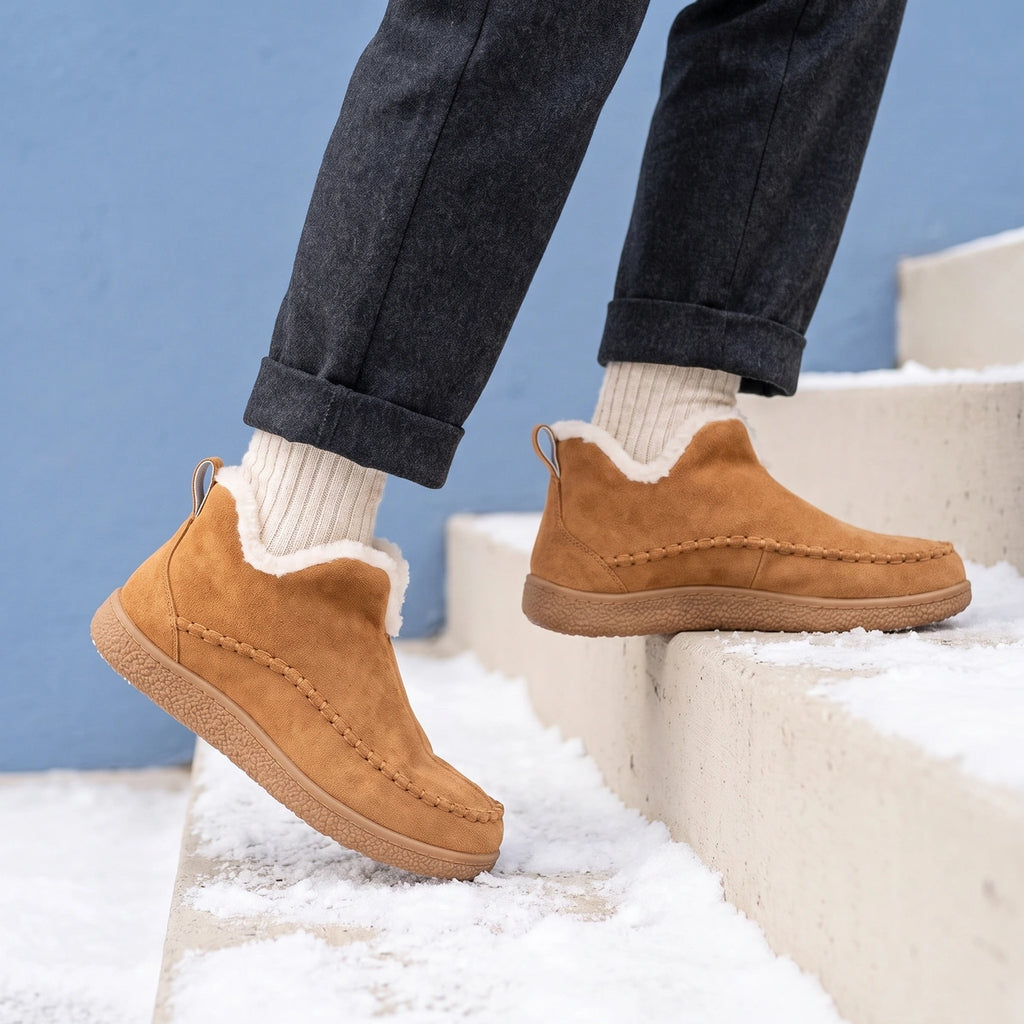 Tara Suede Faux Fur Lined Ankle Boots - Brown